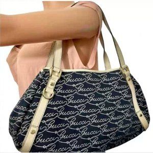 GUCCI Shoulder bag Canvas Blue